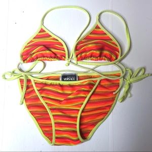 YOUNG VERSACE two piece neon bikini size XS